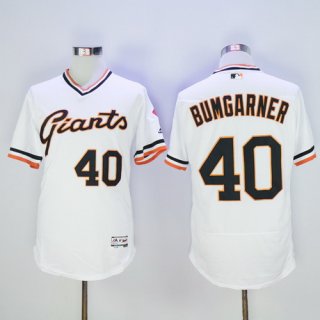 Men's San Francisco Giants #40 Madison Bumgarner White Pullover 2016 Flexbase Majestic Baseball Jersey