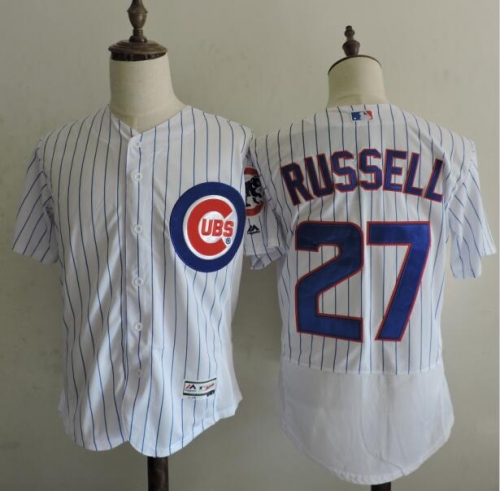 Men's Chicago Cubs #27 Addison Russell White Home 2016 Flexbase Majestic Baseball Jersey