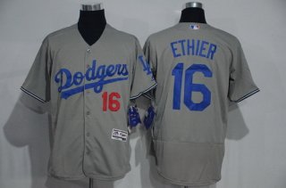 Men's Los Angeles Dodgers #16 Andre Ethier Gray 2016 Flexbase Majestic Baseball Jersey