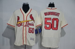 Men's St. Louis Cardinals #50 Adam Wainwright Cream 2016 Flexbase Majestic Baseball Jersey