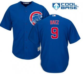 Men's Chicago Cubs #9 Javier Baez Royal Blue Cool Base Baseball Jersey