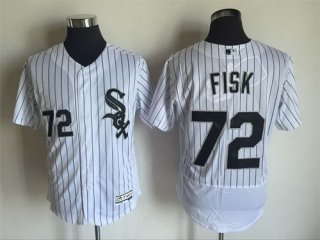 Men's Chicago White Sox #72 Carlton Fisk Retired White Home 2016 Flexbase Majestic Baseball Jersey