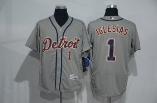 Men's Detroit Tigers #1 Jose Iglesias Gray Road 2016 Flexbase Majestic Baseball Jersey