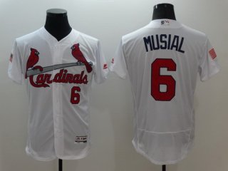 Men's St. Louis Cardinals #6 Stan Musial Retired White Fashion Stars & Stripes 2016 Flexbase MLB Independence Day Jersey