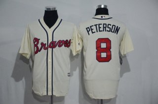 Men's Atlanta Braves #8 Jace Peterson Cream Cool Base Stitched Baseball Jersey