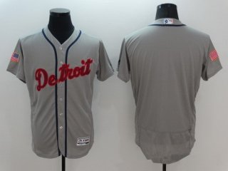 Men's Detroit Tigers Blank Gray Fashion Stars & Stripes 2016 Flexbase MLB Independence Day Jersey