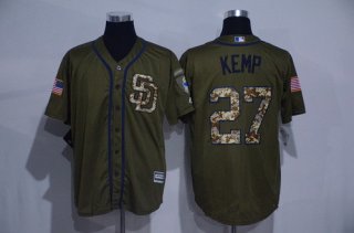 Men's San Diego Padres #27 Matt Kemp Green Salute to Service Cool Base Stitched MLB Jersey