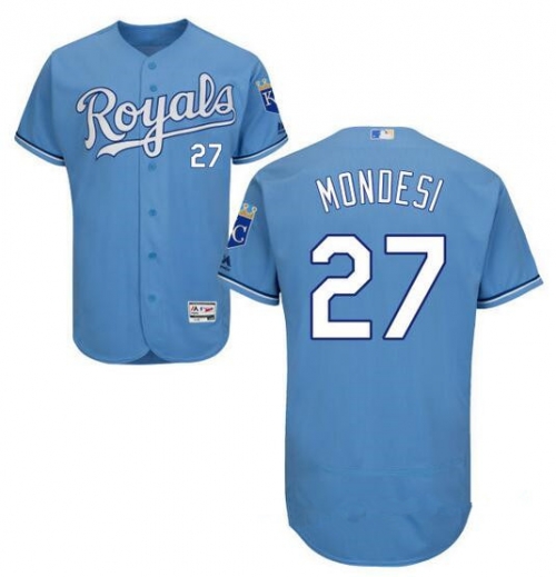 Men's Kansas City Royals #27 Raul A. Mondesi Light Blue Stitched MLB 2016 Majestic Flex Base Jersey