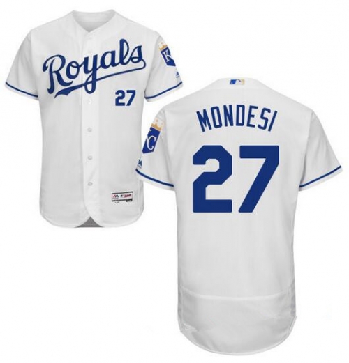 Men's Kansas City Royals #27 Raul A. Mondesi White Home Stitched MLB 2016 Majestic Flex Base Jersey