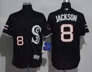 Men's Chicago White Sox #8 Bo Jackson Black Retro Stitched MLB 2016 Majestic Flex Base Jersey