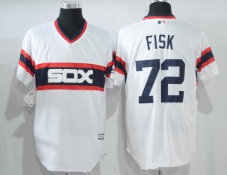 Men's Chicago White Sox #72 Carlton Fisk Retired White Pullover Stitched MLB Majestic Cool Base Jersey