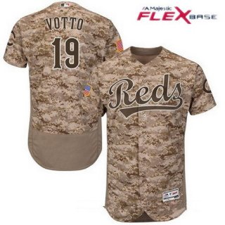 Men's Cincinnati Reds #19 Joey Votto Camo Stitched MLB Majestic Flex Base Jersey