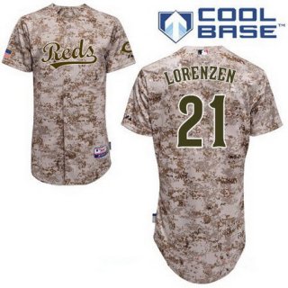 Men's Cincinnati Reds #21 Michael Lorenzen Camo Stitched MLB Majestic Cool Base Jersey