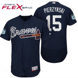 Men's Atlanta Braves #15 A.J. Pierzynski Navy Blue 2017 Spring Training Stitched MLB Majestic Flex Base Jersey