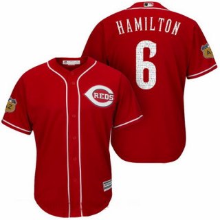 Men's Cincinnati Reds #6 Billy Hamilton Red 2017 Spring Training Stitched MLB Majestic Cool Base Jersey