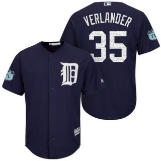 Men's Detroit Tigers #35 Justin Verlander Navy Blue 2017 Spring Training Stitched MLB Majestic Cool Base Jersey