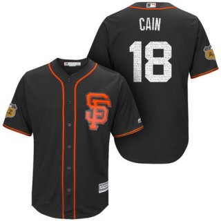 Men's San Francisco Giants #18 Matt Cain Black 2017 Spring Training Stitched MLB Majestic Cool Base Jersey