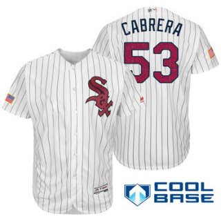 Men's Chicago White Sox #53 Melky Cabrera White Stars & Stripes Fashion Independence Day Stitched MLB Majestic Cool Base Jersey