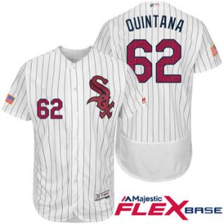 Men's Chicago White Sox #62 Jose Quintana White Stars & Stripes Fashion Independence Day Stitched MLB Majestic Flex Base Jersey