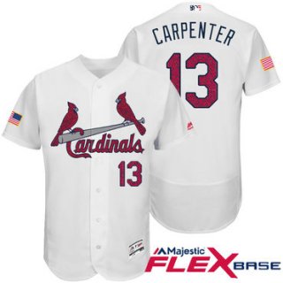 Men's St. Louis Cardinals #13 Matt Carpenter White Stars & Stripes Fashion Independence Day Stitched MLB Majestic Flex Base Jersey