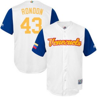 Men's Team Venezuela Baseball Majestic #43 Bruce Rondon White 2017 World Baseball Classic Stitched Replica Jersey