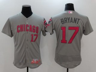 Men's Chicago Cubs #17 Kris Bryant Gray With Pink Mother's Day Stitched MLB Majestic Flex Base Jersey