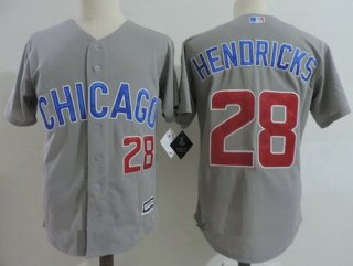 Men's Chicago Cubs #28 Kyle Hendricks Gray Road with Small Number Stitched MLB Majestic Cool Base Jersey