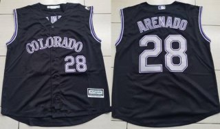 Men's Colorado Rockies #28 Nolan Arenado Black Vest Sleeveless Stitched MLB Majestic Cool Base Jersey