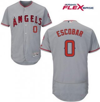 Men's Los Angeles Angels of Anaheim #0 Yunel Escobar Gray Road Stitched MLB Majestic Flex Base Jersey