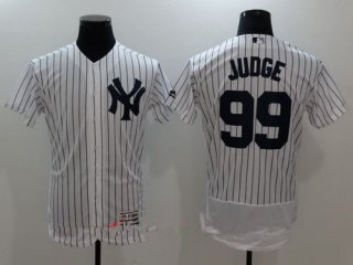 Men's New York Yankees #99 Aaron Judge White Home Name Stitched MLB Majestic Flex Base Jersey