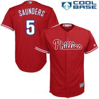 Men's Philadelphia Phillies #5 Michael Saunders Red Alternate Stitched MLB Majestic Cool Base Jersey