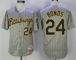 Men's Pittsburgh Pirates #24 Barry Bonds Gray 1997 Throwback Turn Back The Clock MLB Majestic Collection Jersey