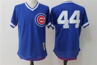 Men's Chicago Cubs #44 Anthony Rizzo Royal Blue Throwback Mesh Batting Practice Stitched MLB Mitchell & Ness Jersey