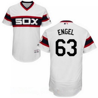 Men's Chicago White Sox #63 Adam Engel White Pullover Stitched MLB Majestic Flex Base Jersey