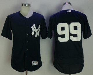 Men's New York Yankees #99 Aaron Judge Navy Blue No Name Stitched MLB Majestic Flex Base Jersey