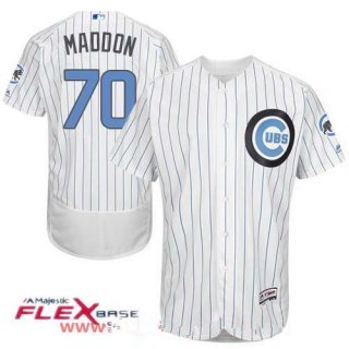 Men's Chicago Cubs #70 Joe Maddon White with Baby Blue Father's Day Stitched MLB Majestic Flex Base Jersey