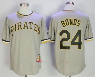 Men's Pittsburgh Pirates #24 Barry Bonds Gray Pullover Stitched MLB Majestic Cooperstown Collection Jersey