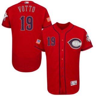 Men's Cincinnati Cincinnati Reds Joey Votto Majestic Fashion Stars & Stripes FlexBase Player Jersey - Scarlet