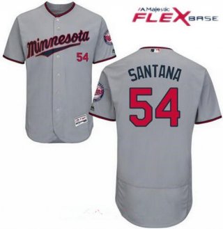 Men's Minnesota Twins #54 Ervin Santana Gray Road Stitched MLB Majestic Flex Base Jersey