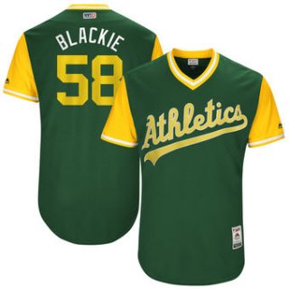 Men's Oakland Athletics Paul Blackburn Blackie Majestic Green 2017 Players Weekend Authentic Jersey