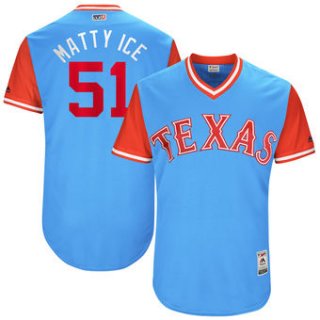 Men's Texas Rangers Matt Bush Matty Ice Majestic Light Blue 2017 Players Weekend Authentic Jersey