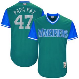 Men's Seattle Mariners James Pazos Papa Paz Majestic Aqua 2017 Players Weekend Authentic Jersey