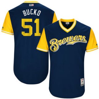 Men's Milwaukee Brewers Oliver Drake Bucko Majestic Navy 2017 Players Weekend Authentic Jersey