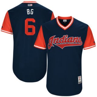 Men's Cleveland Indians Brandon Guyer BG Majestic Navy 2017 Players Weekend Authentic Jersey