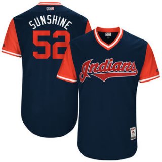 Men's Cleveland Indians Mike Clevinger Sunshine Majestic Navy 2017 Players Weekend Authentic Jersey