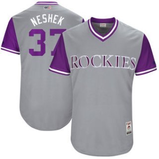 Men's Colorado Rockies Pat Neshek Neshek Majestic Gray 2017 Players Weekend Authentic Jersey