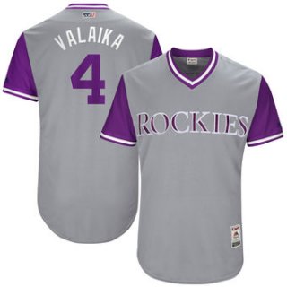 Men's Colorado Rockies Pat Valaika Valaika Majestic Gray 2017 Players Weekend Authentic Jersey