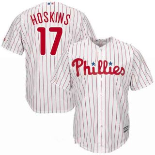 Men's Philadelphia Phillies #17 Rhys Hoskins White Home Stitched MLB Majestic Cool Base Jersey