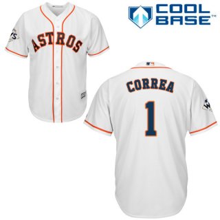 Men's Houston Astros #1 Carlos Correa White New Cool Base 2017 World Series Bound Stitched MLB Jersey