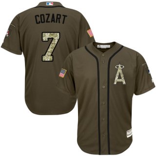 LA Angels of Anaheim #7 Zack Cozart Green Salute to Service Stitched MLB Jersey